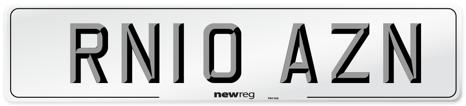 RN10 AZN Number Plate from New Reg